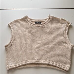 Very J Cream Ribbed Crop Top